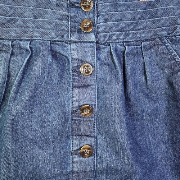 Pilcro And The Letterpress Anthropologie Pleated Denim Button Down Skirt Size 4 - Picture 2 of 6